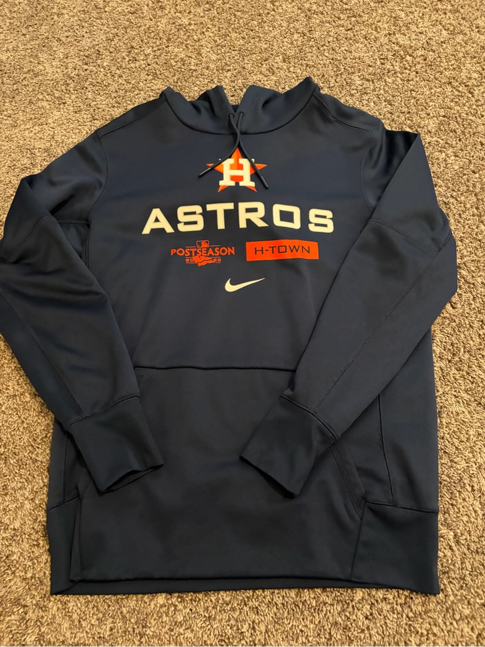 Nike Navy Blue Houston Astros Pullover Hoodie with Orange Accents